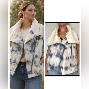 Free People Cotton Tie Dye Vest Size M Shearling Lined Classic Layering